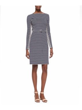 Tory Burch Callan Striped Long-Sleeve Dress (no belt included)